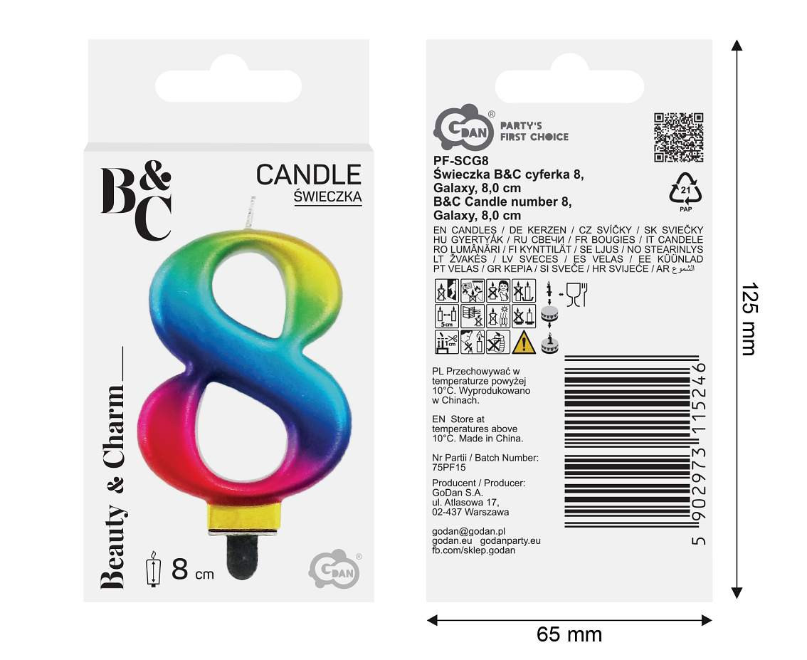 Candle number 8, Galaxy, 8 cm